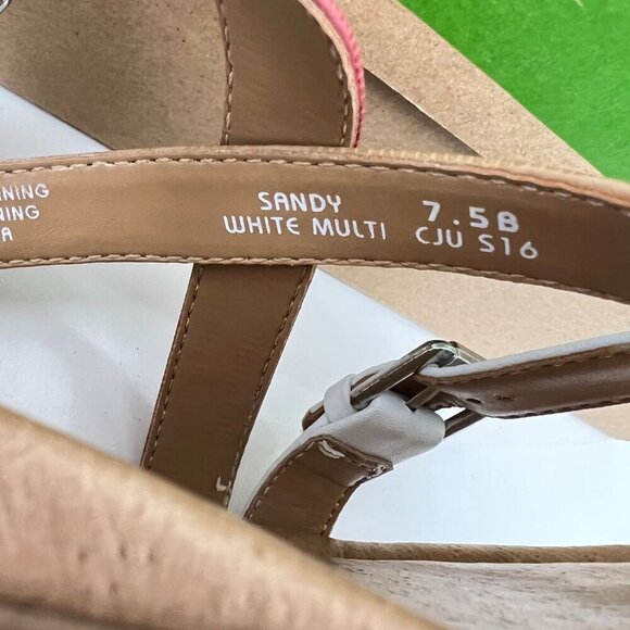 Earth Womens Sandy White Multi Sandals 7.5B Strappy Design With Buckle Straps - Picture 5 of 11